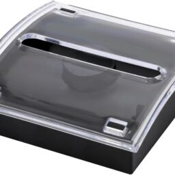1 Pcs Pop Up Sticky Note Dispenser Sticky Note Holder Pop Up Note Dispenser Transparent Top for 3 x 3 Inch Sticky Notes School Office Home Store Black Base Clear Top (1)