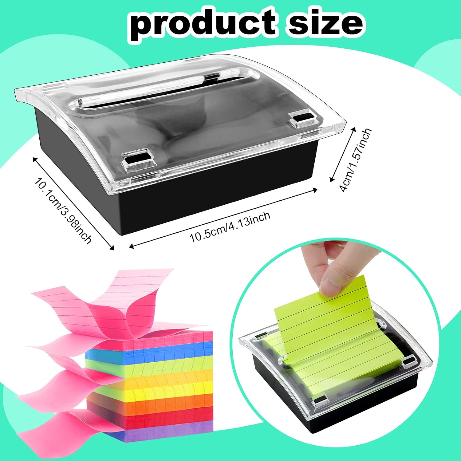1 Pcs Pop Up Sticky Note Dispenser Sticky Note Holder Pop Up Note Dispenser Transparent Top for 3 x 3 Inch Sticky Notes School Office Home Store Black Base Clear Top (1) - Image 6
