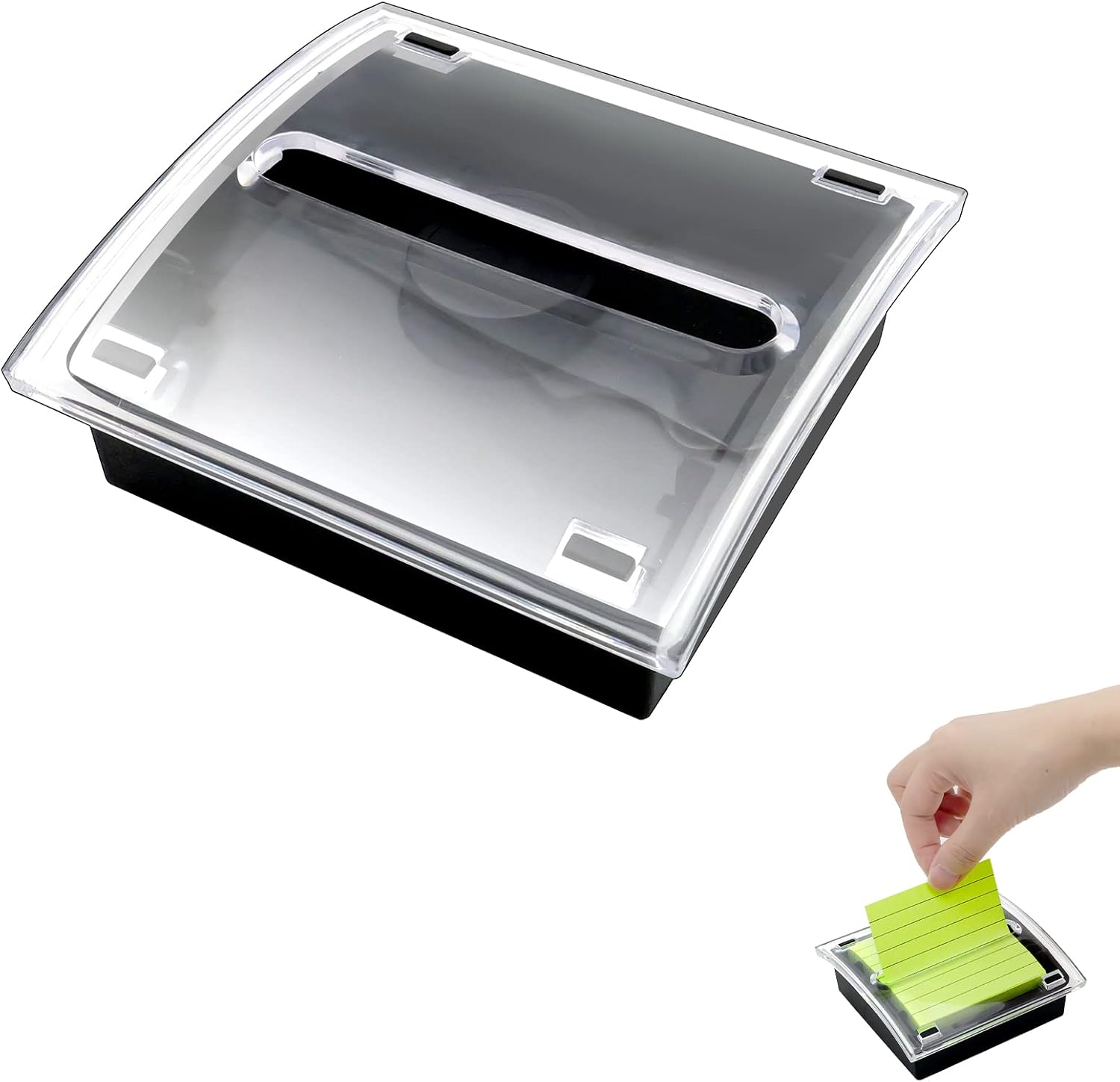 1 Pcs Pop Up Sticky Note Dispenser Sticky Note Holder Pop Up Note Dispenser Transparent Top for 3 x 3 Inch Sticky Notes School Office Home Store Black Base Clear Top (1) - Image 7