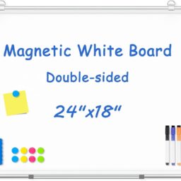 Double-Sided White Board Dry Erase Magnetic Whiteboard Wall 24x18 Silver | Smooth Write & Clean, Durable 11-Layer, Aluminum Frame, Easy Wall Mount & Hanging, Full Kit for Home, Office, School