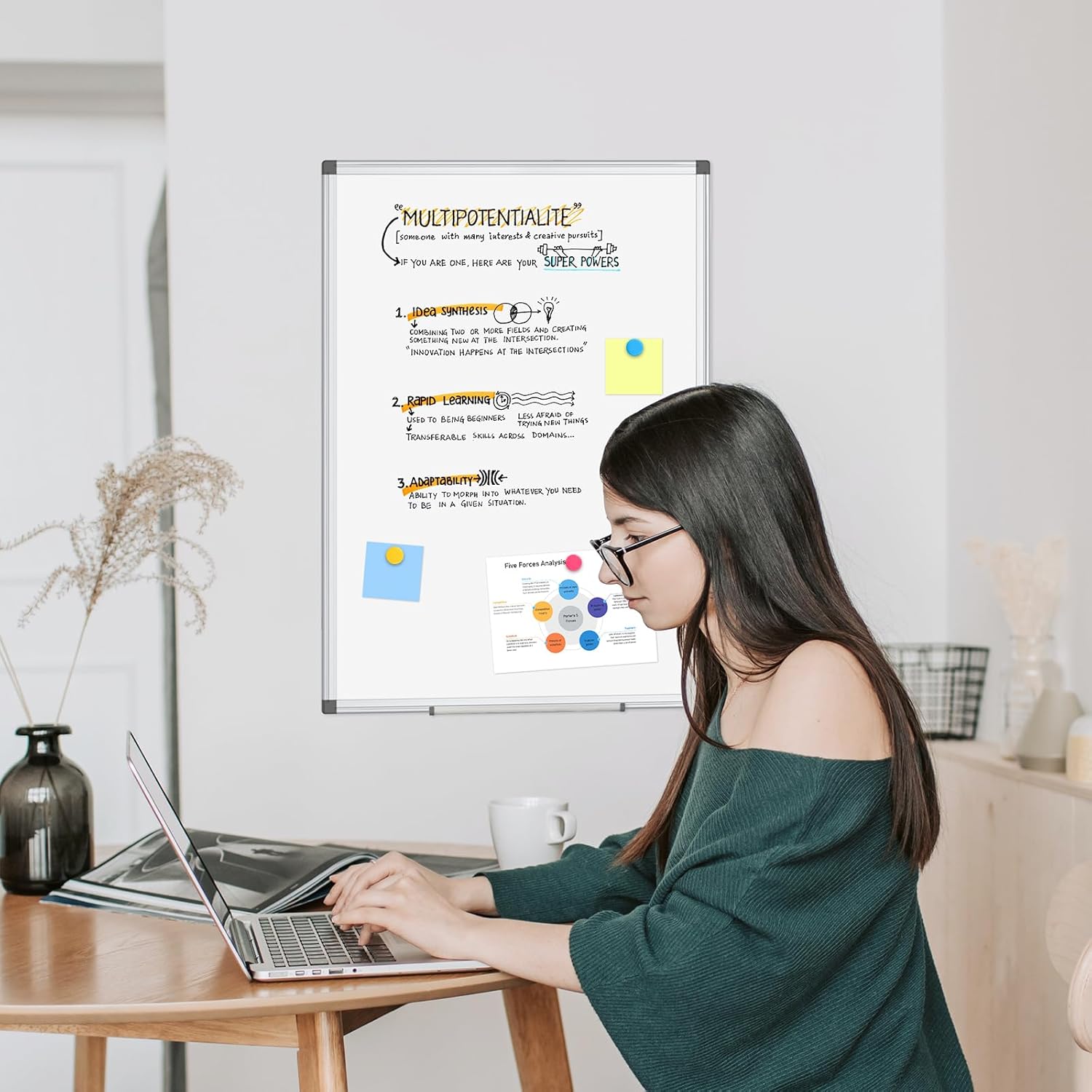 Double-Sided White Board Dry Erase Magnetic Whiteboard Wall 24x18 Silver | Smooth Write & Clean, Durable 11-Layer, Aluminum Frame, Easy Wall Mount & Hanging, Full Kit for Home, Office, School - Image 6