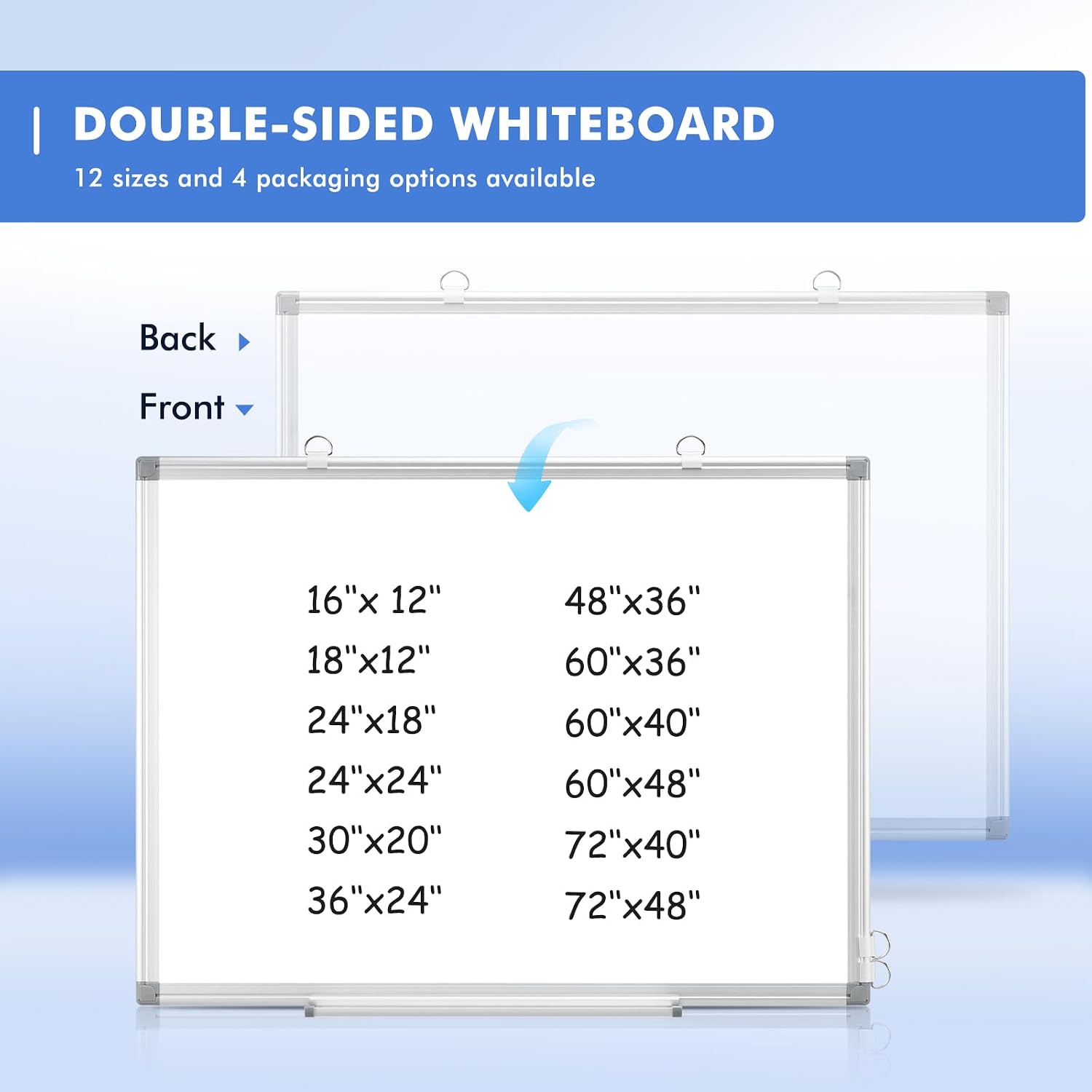 Double-Sided White Board Dry Erase Magnetic Whiteboard Wall 24x18 Silver | Smooth Write & Clean, Durable 11-Layer, Aluminum Frame, Easy Wall Mount & Hanging, Full Kit for Home, Office, School - Image 8