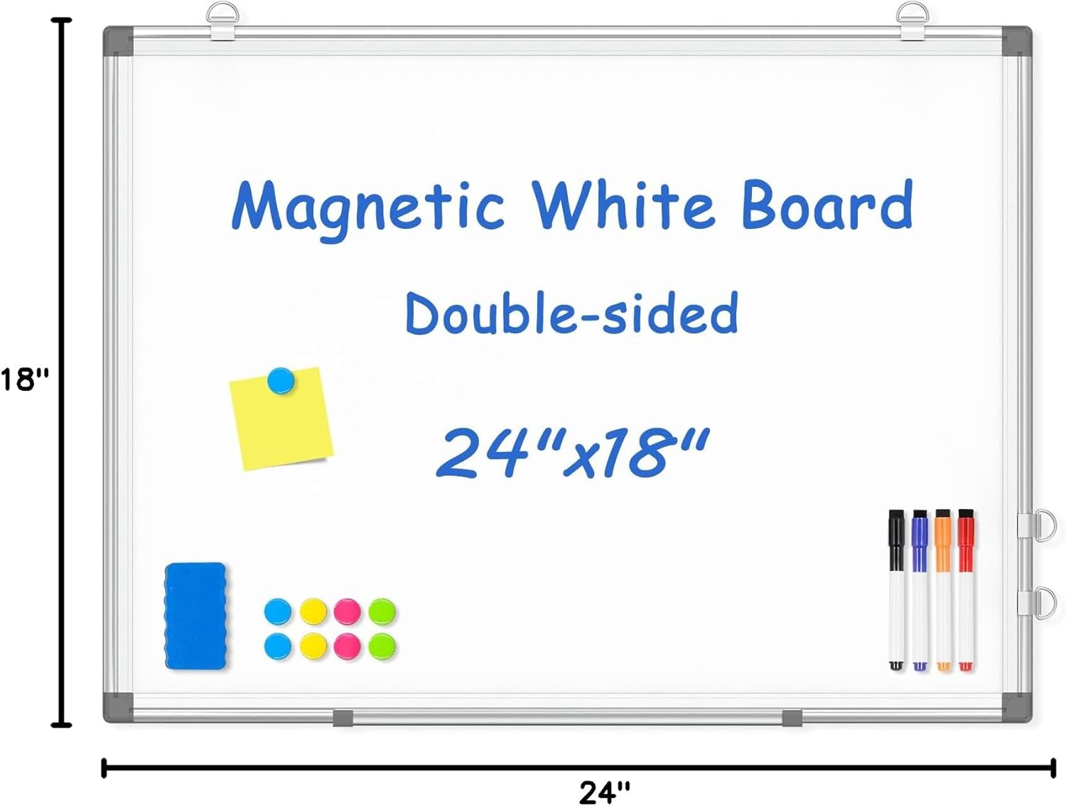 Double-Sided White Board Dry Erase Magnetic Whiteboard Wall 24x18 Silver | Smooth Write & Clean, Durable 11-Layer, Aluminum Frame, Easy Wall Mount & Hanging, Full Kit for Home, Office, School - Image 9