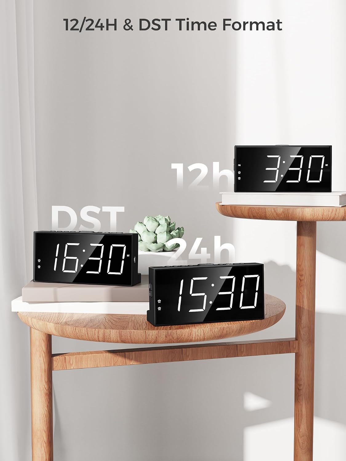 Digital Alarm Clocks for Bedrooms, Dual Alarms, 7.5-Inch Large Display | Big LED Numbers, Bedside Clock with Volume Control for Heavy Sleeper, 5-Level Dimmer, Easy Setup, USB Charger, Plug-In Clock - Image 8